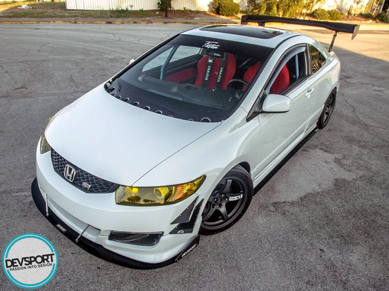 Unpainted Black Side Skirt Extensions For 2006-2011 Honda Civic Si Coupe (2-Door)